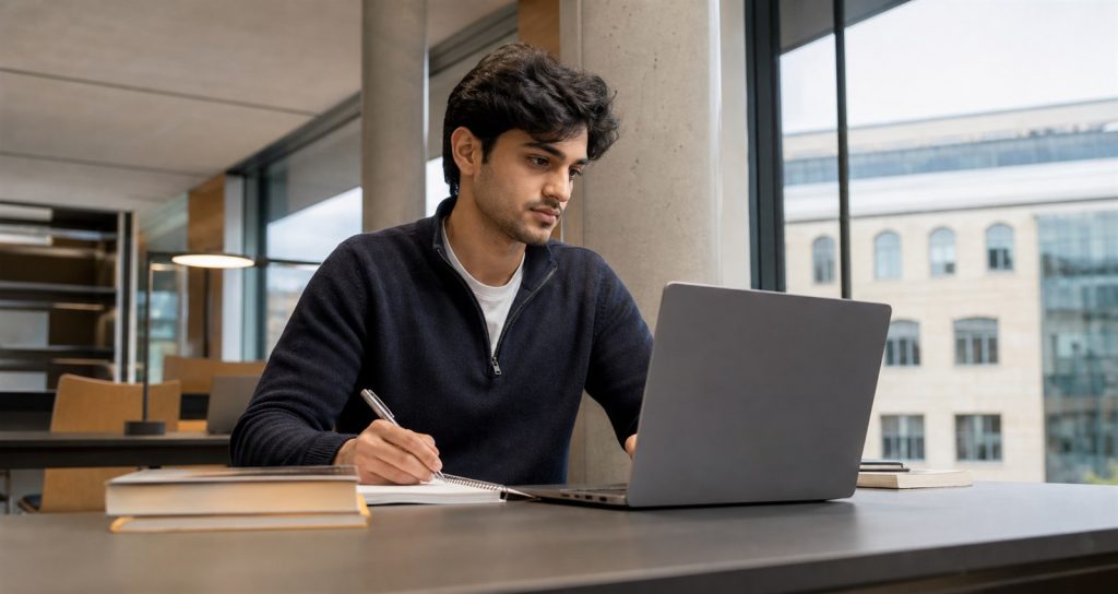 Student planning a university application for study in Germany